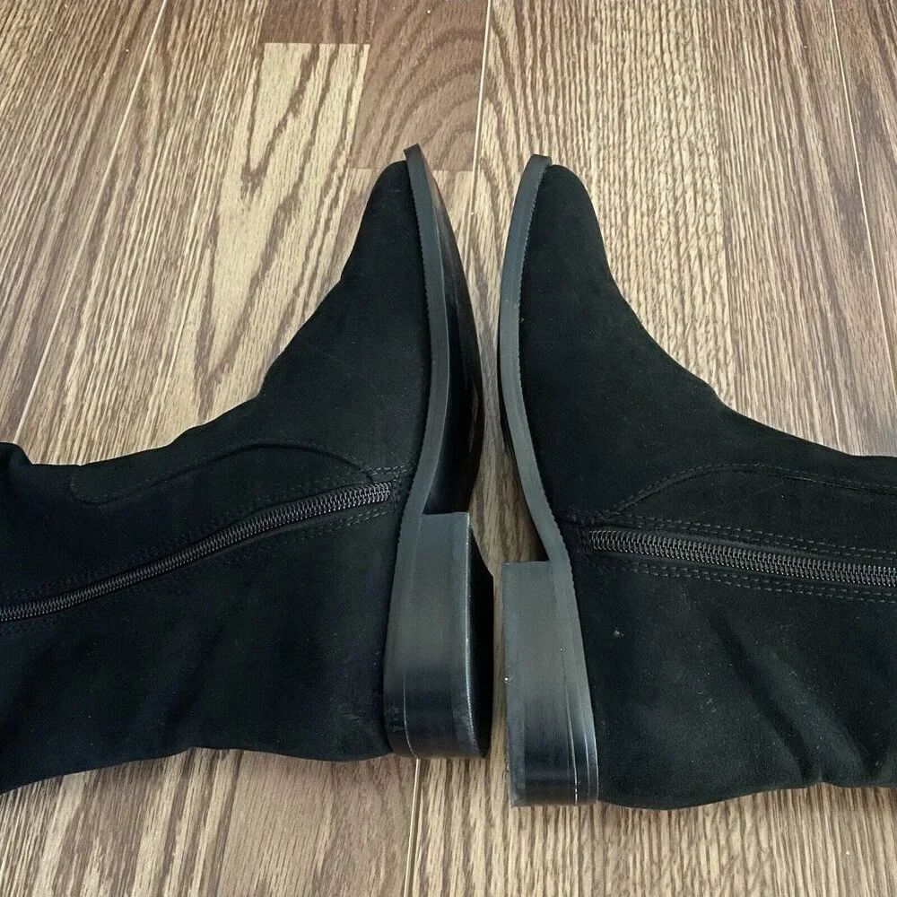 J.Crew Factory Women Size 7 Black Faux Microsuede Classic Over-the-knee Boots